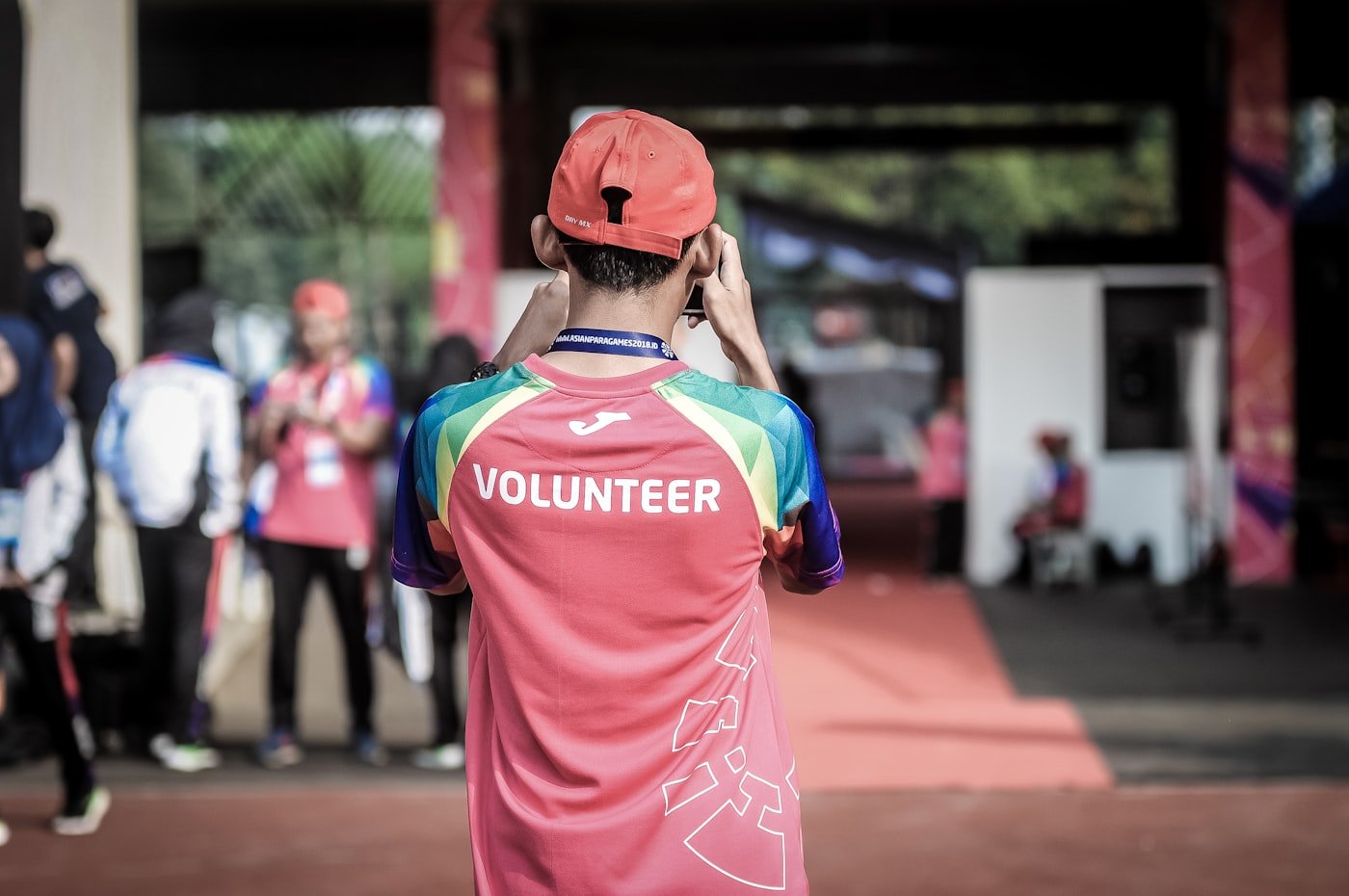 Volunteers at a community service project