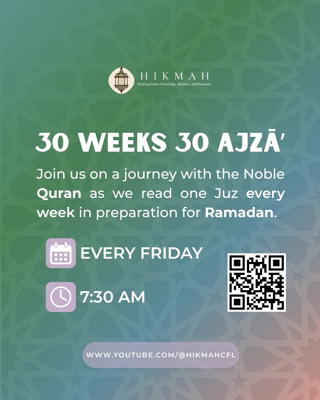 30 Weeks 30 Ajza flyer