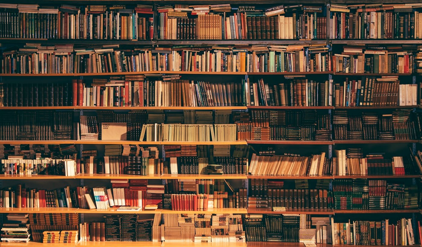 Shelves of Islamic books and study materials